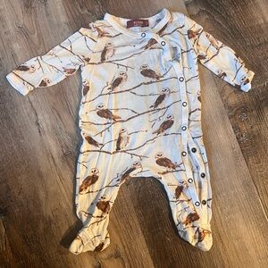 Milkbarn Cream and Brown Owl Print One Piece